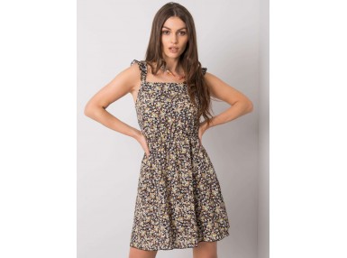 Robe d'été avec un imprimé - noire et jaune