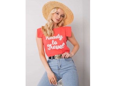 T-shirt femme imprimé - corail
