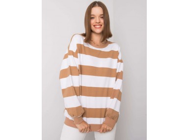Sweat-shirt blanc-marron