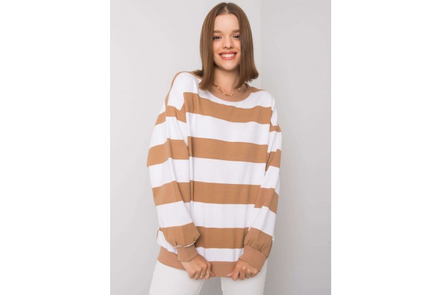 Sweat-shirt blanc-marron