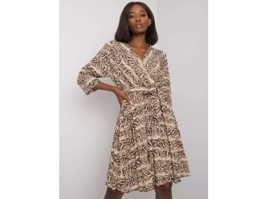 Robe courte à imprimé animalier - noire et beige