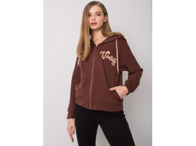 Sweat à capuche imprimé femme - marron foncé