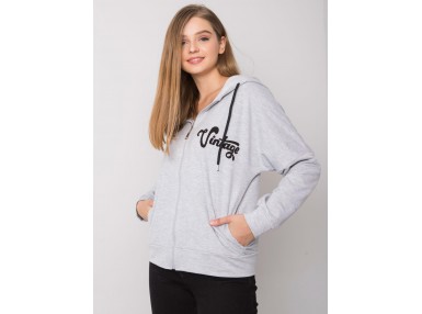 Sweat à capuche imprimé femme - gris clair