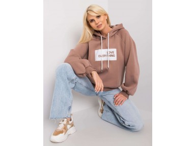 Sweat à capuche imprimé femme - marron
