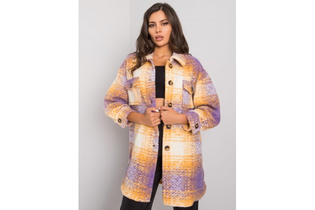 Chemise boutonnée à carreaux - mauve