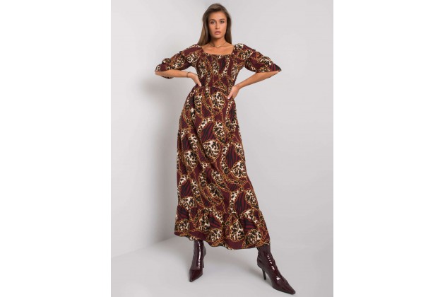 Robe longue avec un imprimé - bordeaux