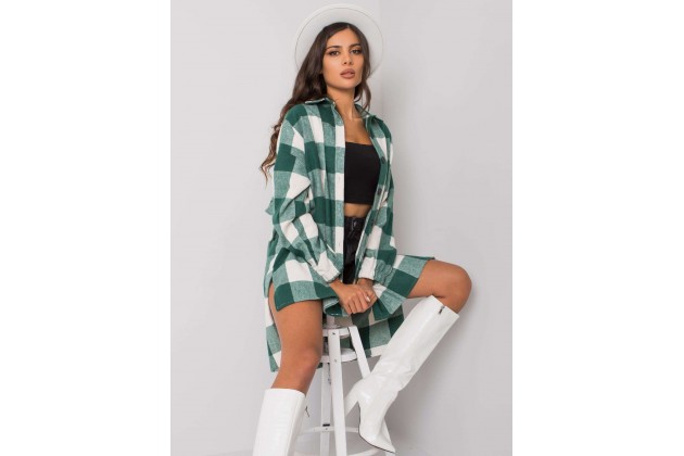 Chemise boutonnée à carreaux - blanche et verte