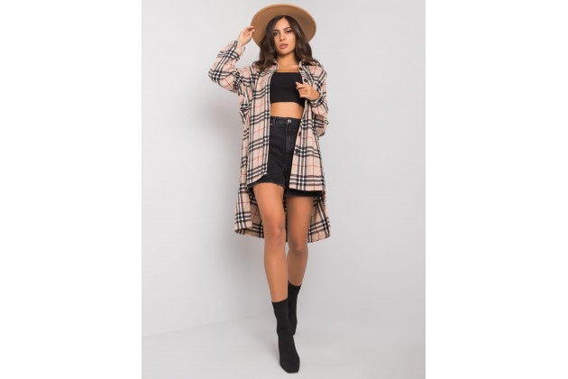 Chemise boutonnée à carreaux - beige