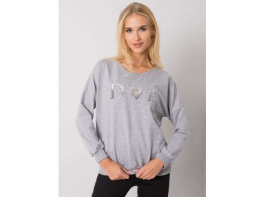 Sweat -shirt à encolure ronde et imprimé -gris