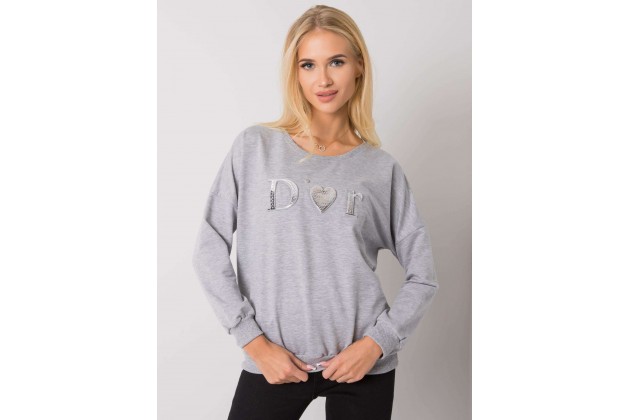 Sweat -shirt à encolure ronde et imprimé -gris