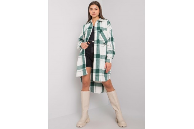 Chemise boutonnée à carreaux - blanche et verte
