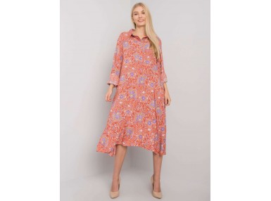 Robe longue avec col - orange foncé