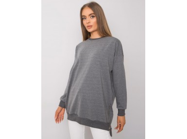 Sweat long à encolure ronde - gris foncé