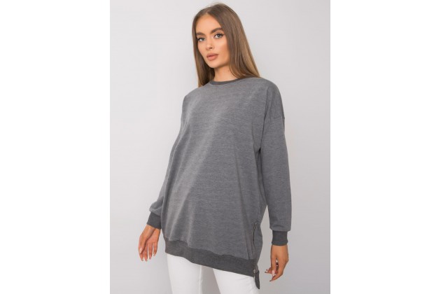 Sweat long à encolure ronde - gris foncé