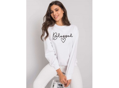 Sweat -shirt à encolure ronde et imprimé - blanc