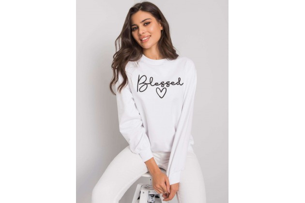 Sweat -shirt à encolure ronde et imprimé - blanc