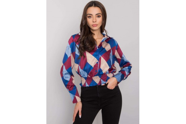 Chemise imprimée à manches longues -  bordeaux