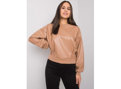 Sweat -shirt à encolure - camel