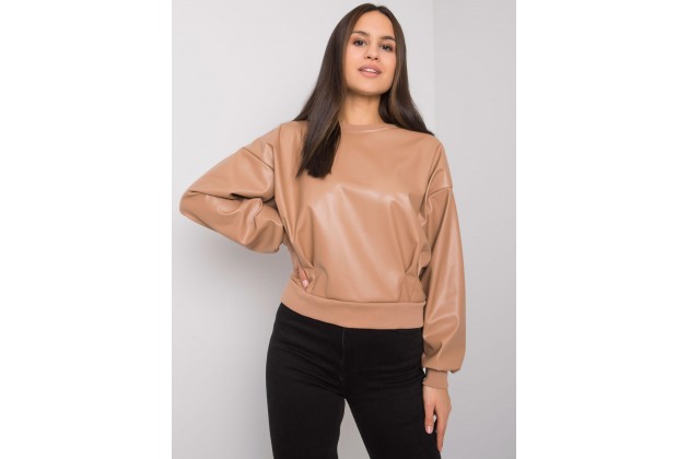 Sweat -shirt à encolure - camel