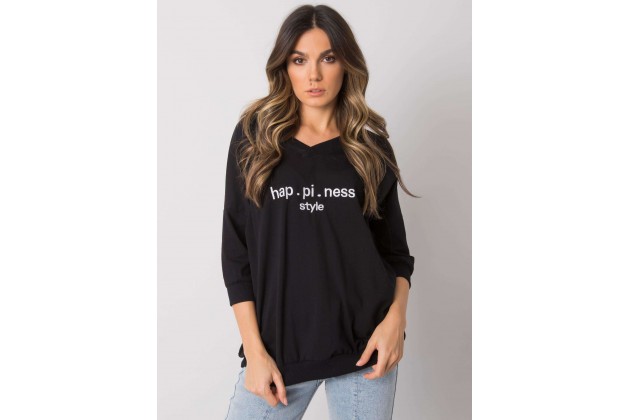 Sweat court col V en coton - noire