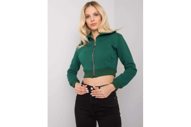 Sweat court zippé - vert foncé