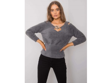 Pull col V - gris foncé