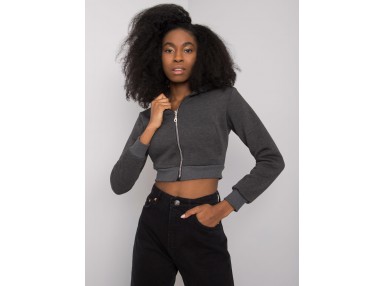 Sweat court zippé - gris foncé