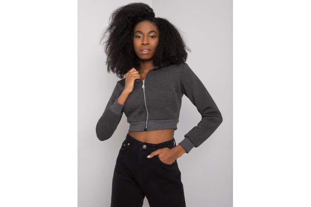 Sweat court zippé - gris foncé