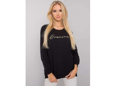 Sweat -shirt à encolure ronde et imprimé -noire