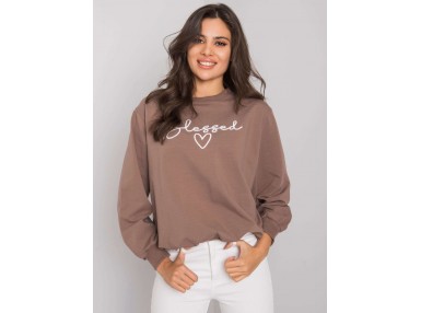 Sweat -shirt à encolure ronde et imprimé -marron