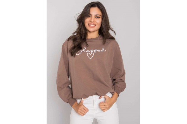 Sweat -shirt à encolure ronde et imprimé -marron