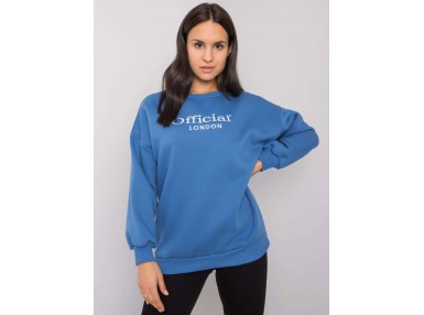 Sweat -shirt à encolure ronde et imprimé -bleu foncé