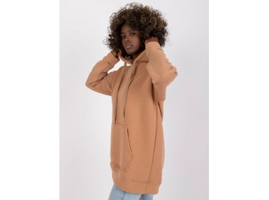 Sweat à capuche long - camel