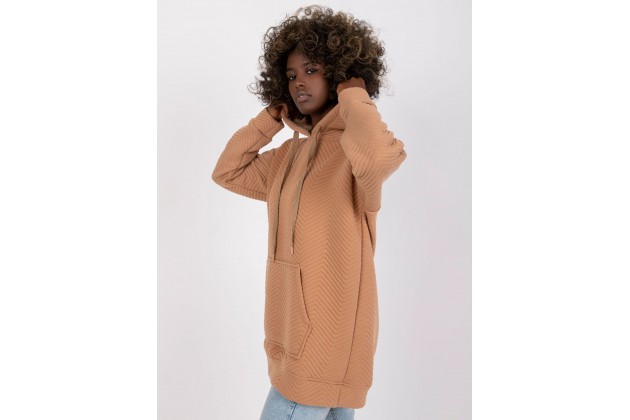 Sweat à capuche long - camel