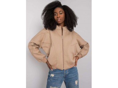 Sweat court zippé - beige