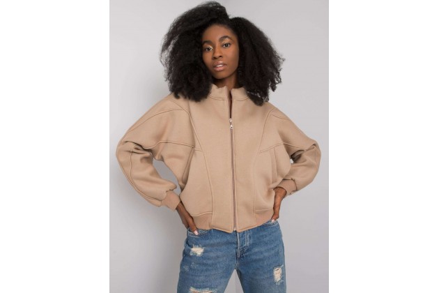 Sweat court zippé - beige