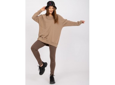 Sweat long à encolure ronde - beige foncé