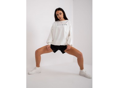 Sweat -shirt à encolure ronde et imprimé -écru