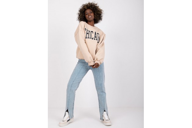 Sweat-shirt avec inscription - beige