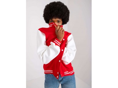 Sweat en coton fermé par boutons-pression -rouge