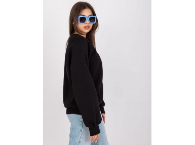 Sweat -shirt à encolure ronde et imprimé -noire