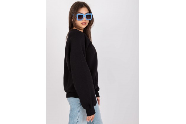 Sweat -shirt à encolure ronde et imprimé -noire