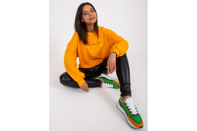 Sweat -shirt à encolure ronde et imprimé - orange clair