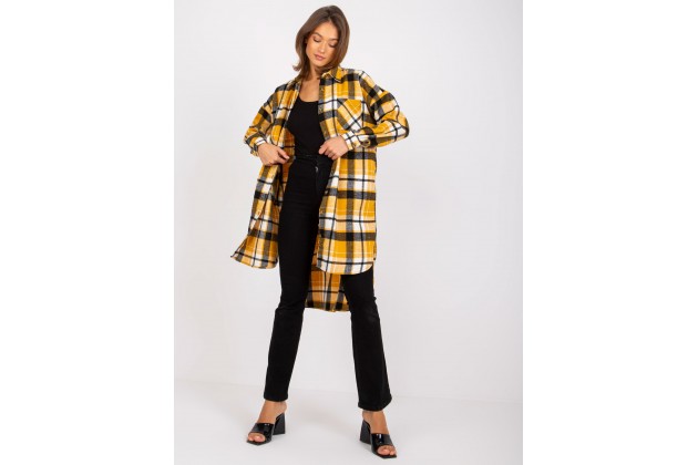 Chemise boutonnée à carreaux - noire et jaune