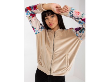 Bomber zippé avec imprimé - beige