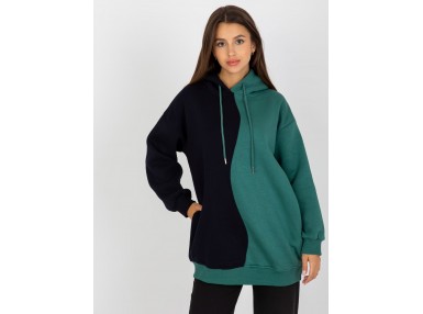 Sweat à capuche bicolore -  noir et vert