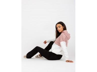 Sweat à capuche bicolore -  blanc et rose