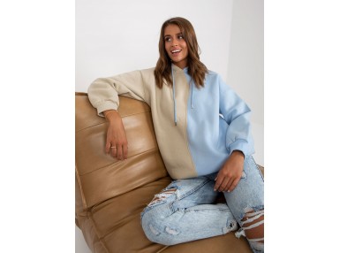 Sweat à capuche bicolore - bleu clair