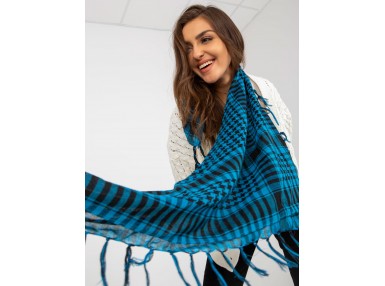 Écharpe à franges - noir et bleu
