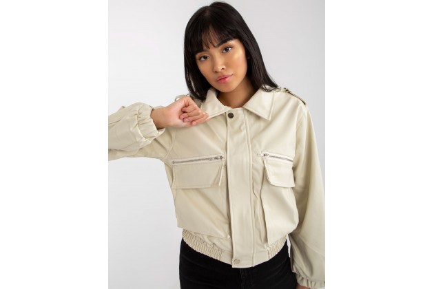Veste courte en similicuir - beige clair